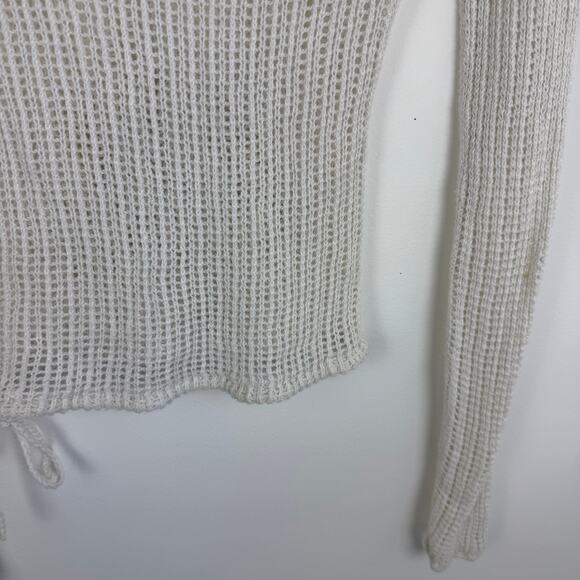 Abercrombie & Fitch Womens Long Sleeve Open Knit White Hooded Sweater Medium - Picture 8 of 13